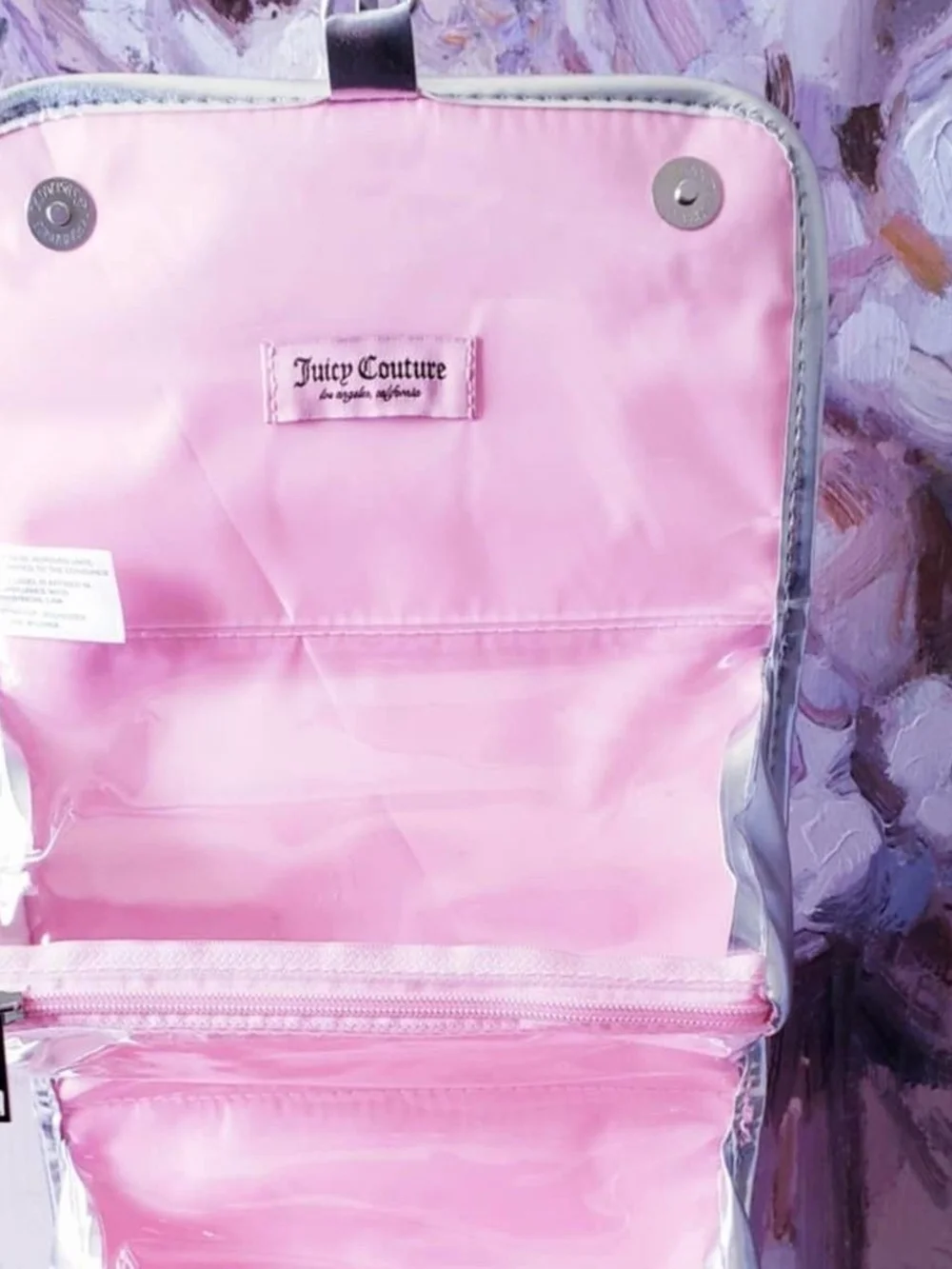New Juicy Couture light pink Scottie velour travel makeup organizer